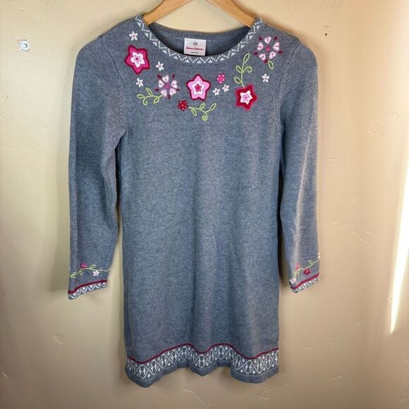 Hanna Andersson Girls Floral Embroidered‎ Sweater Dress Size 140CM or US 10 - Picture 1 of 6